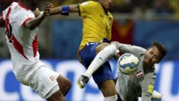 Neymar, durante el partido de Brasil ante Perú.