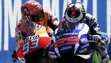 M&aacute;rquez y Lorenzo en la meta de Mugello.