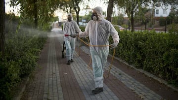La Puebla del Río/Sevilla/14-08-2020: Operarios trabajan en labores de fumigación de mosquitos en zonas verdes de la localidad sevillana de La Puebla del Río, tres el brote de meningoencefalitis vírica.
RíoFOTO: PACO PUENTES/EL PAIS