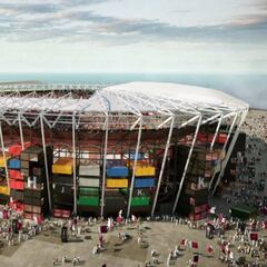 Una vista impresionante de los estadios mundialistas Al Thumama, Al Janoub, y Ras Abu Abuod
