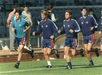 Christiansen entrenando con el Barcelona