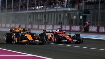 Norris, con el McLaren, y Leclerc, con el Ferrari, en Qatar 2024.