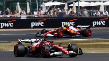 Formula One F1 - British Grand Prix - Silverstone Circuit, Silverstone, Britain - July 4, 2025 Ferrari's Charles Leclerc and Ferrari's Lewis Hamilton during practice REUTERS/Andrew Boyers
