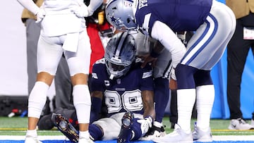 The Cowboys receiver left early after a heavy head blow in the end zone, sparking concern for the coach, players and fans.