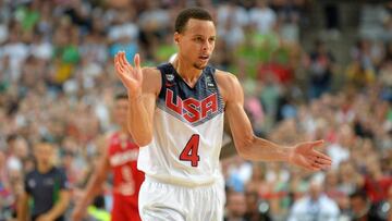 Stephen Curry, durante un partido de la selección estadounidense de baloncesto.
