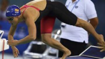 Mireia Belmonte durante la final de los 400 metros libres de la Copa del Mundo de Dubai.