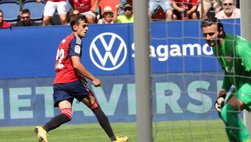 Aimar Oroz tras marcar ante el Rayo.