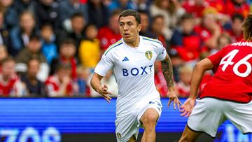 Ian Carlo Poveda durante el amistoso de pretemporada de Leeds ante Manchester United.