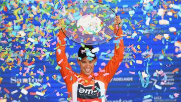 Australian rider and race leader Richie Porte of team BMC Racing holds the trophy as he celebrates winning the Tour Down Under in Adelaide, Australia, January 22, 2017. AAP/Dan Peled/via REUTERS ATTENTION EDITORS - THIS IMAGE WAS PROVIDED BY A THIRD PARTY. EDITORIAL USE ONLY. NO RESALES. NO ARCHIVE. AUSTRALIA OUT. NEW ZEALAND OUT. TPX IMAGES OF THE DAY