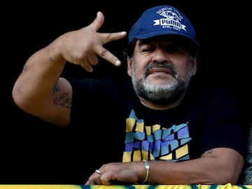 Diego Armando Maradona supporting Boca Juniors at La Bombonera.