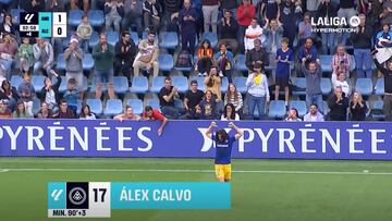 Calvo celebra el gol ante el Alcorcón