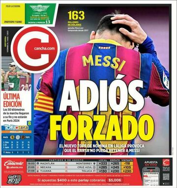 La salida de Messi, en las portadas de los periódicos de medio mundo