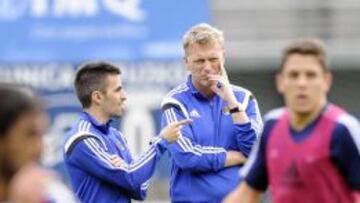 David Moyes, en el primer entrenamiento que vio de la Real.
