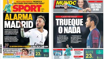 Portadas de los diarios Sport y Mundo Deportivo del d&iacute;a 10 de julio de 2019.