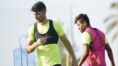 Caye Quintana, en un entrenamiento con el M&aacute;laga.