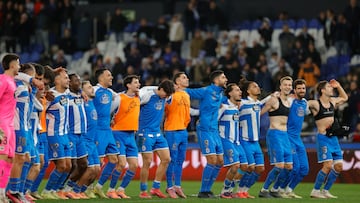 El Deportivo celebra la eliminación del Mallorca.
