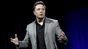 Tesla CEO Elon Musk speaks at an event in Hawthorne, California.