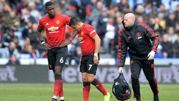 Alexis S&aacute;nchez y Paul Pogba, durante un partido del Manchester United.