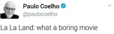 Paulo Coelho la lía en Twitter con su opinión sobre La La Land