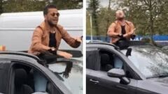 Dani Alves canta y baila en plena calle desde su coche. Imagen: YouTube