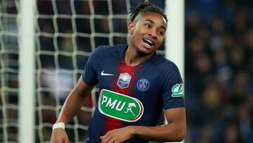 Nkunku durante los cuartos de final de la Copa de Francia entre el Paris Saint Germain y el Dijon. 