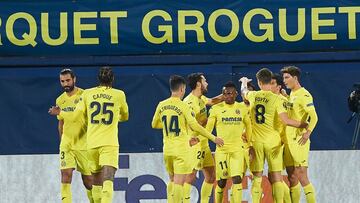Villarreal players celebrates a goal during the Uefa Europa League quarter final match between Villarreal CF and GNK Dinamo Zagreb, at Estadio de la Ceramica on 15 April, 2021 in Vila-real, Spain
AFP7
15/04/2021 ONLY FOR USE IN SPAIN