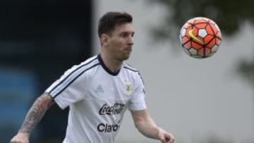 Messi durante el &uacute;ltimo entrenamiento de la Albiceleste. 