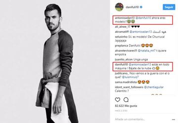 La broma de Antonio Adán a Dani Ceballos y su respuesta en su foto como modelo. Foto Instagram @danifuli10