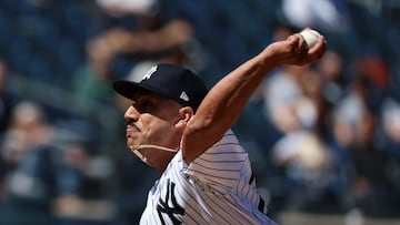 NEW YORK, NEW YORK - MAY 09: Nestor Cortes #65 of the New York Yankees pitches during the sixth inning of the game against the Texas Rangers at Yankee Stadium on May 09, 2022 in the Bronx borough of New York City.   Dustin Satloff/Getty Images/AFP
== FOR NEWSPAPERS, INTERNET, TELCOS & TELEVISION USE ONLY ==