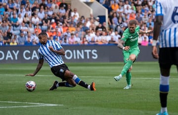 Diego García, durante el partido ante el Sheffield. 