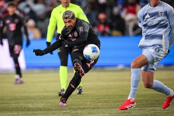 Luis Surez, delantero uruguayo del Inter Miami, durante el duelo frente al Sporting Kansas City.