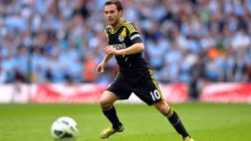 El jugador 'blue' Juan Mata, durante el partido de semifinales de la FA Cup frente al Manchester City.