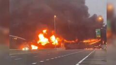 A tanker truck full of gasoline slammed into a tractor-trailer on I-95 in Connecticut, causing a huge explosion and completely melting the overpass above.