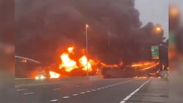 A tanker truck full of gasoline slammed into a tractor-trailer on I-95 in Connecticut, causing a huge explosion and completely melting the overpass above.