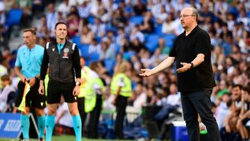 Rafa Benítez durante el partido disputado contra la Real Sociedad.