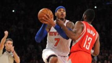 Carmelo Anthony no pudo con James Harden.