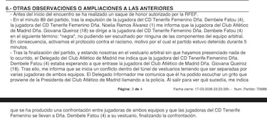 Fatou Dembelé sufre un presunto acto racista