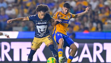 during the 17th round match between Tigres UANL and Pumas UNAM as part of the Liga BBVA MX, Torneo Clausura 2025 at Universitario Stadium, on April 19, 2025 in Universitario, Mexico.