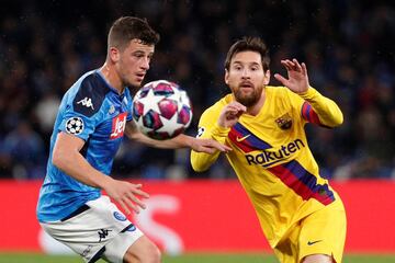 Leo  Messi con Diego Demme.