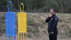 Sergio Gonz&aacute;lez esta ma&ntilde;ana en el entrenamiento del Real Valladolid.