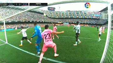 El gol anulado al Espanyol que significaba el 1-3 con el que no da crédito ningún perico