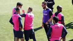 Bordalás y jugadores del Getafe.