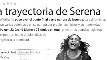 Serena Williams: la trayectoria de una gran leyenda en cifras