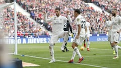 Ramos celebró así el segundo gol del Madrid.