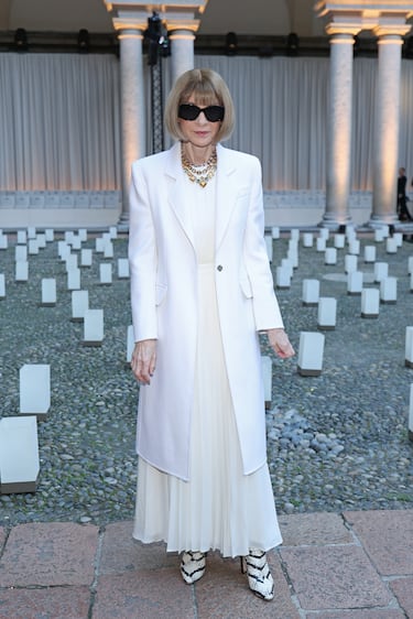 Anna Wintour asiste al desfile de Giorgio Armani durante la Semana de la Moda de Milán Primavera/Verano 2026, el 28 de septiembre de 2025 en Milán.