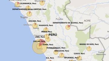 Mapa de casos por coronavirus por departamento en Perú: hoy, 23 de mayo