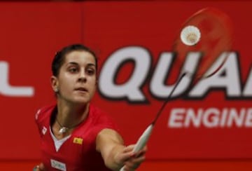 Carolina Marín durante el partido de la final del Campeonato del Mundo.