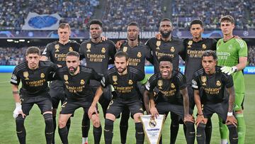 Once inicial del Real Madrid. Toni Kroos, Aurelien Tchouameni, Eduardo Camavinga, Toni Rüdiger, Jude Bellingham, Kepa Arrizabalaga, Federico Valverde, Dani Carvajal, Nacho Fernández, Vinicius y Rodrygo.