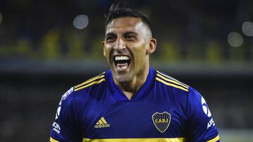 BUENOS AIRES, ARGENTINA - FEBRUARY 08:  Ramon Abila of Boca Juniors celebrates after scoring the second goal of his team during a match between Boca Juniors and Atletico Tucuman as part of Superliga 2019/20 at 1Alberto J. Armando Stadium on February 8, 2020 in Buenos Aires, Argentina. (Photo by Marcelo Endelli/Getty Images)