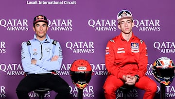 Marc Márquez y Pedro Acosta, durante la rueda de prensa del GP de Qatar.